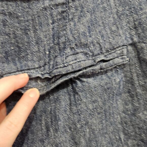 Old Navy Everyday Short Mid Rise Linen Cotton Blend Chambray Blue Plus Size 14 - Picture 5 of 9